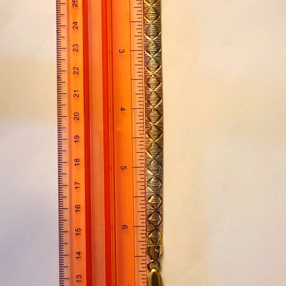 Vintage 7 inch Large Diamond Cut Pattern Two-tone Sterling Silver Bracelet - Picture 3 of 7